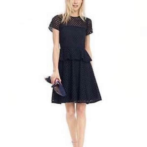 Banana Republic Dresses & Skirts - NWT Banana Republic navy eyelet peplum dress